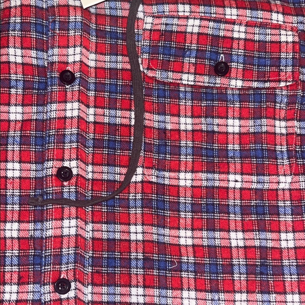 🌷 Hedge Red and Blue Flannel Shirt with Charcoal Hood - Picture 4 of 9